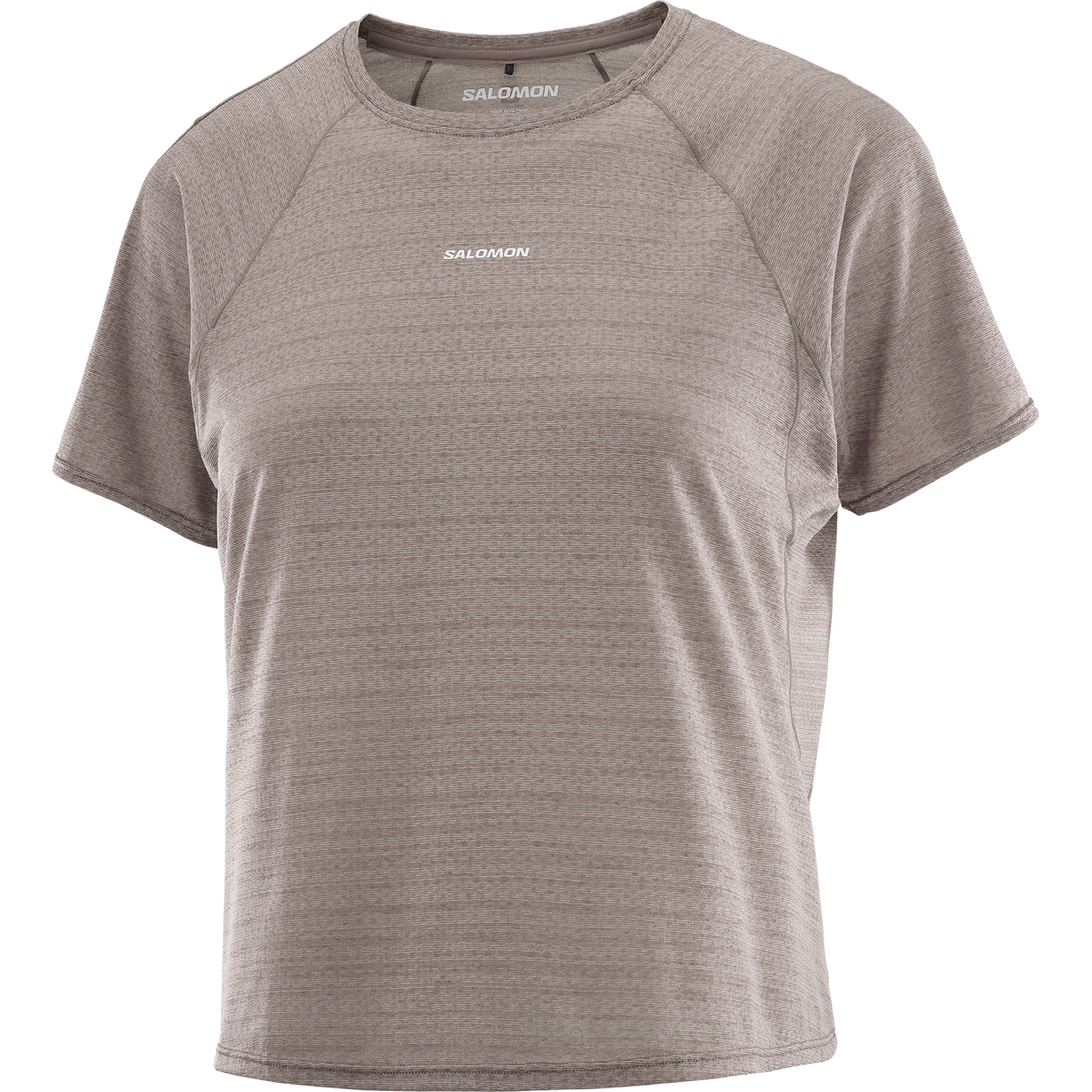 Gray athletic t-shirt with Salomon logo on a white background
