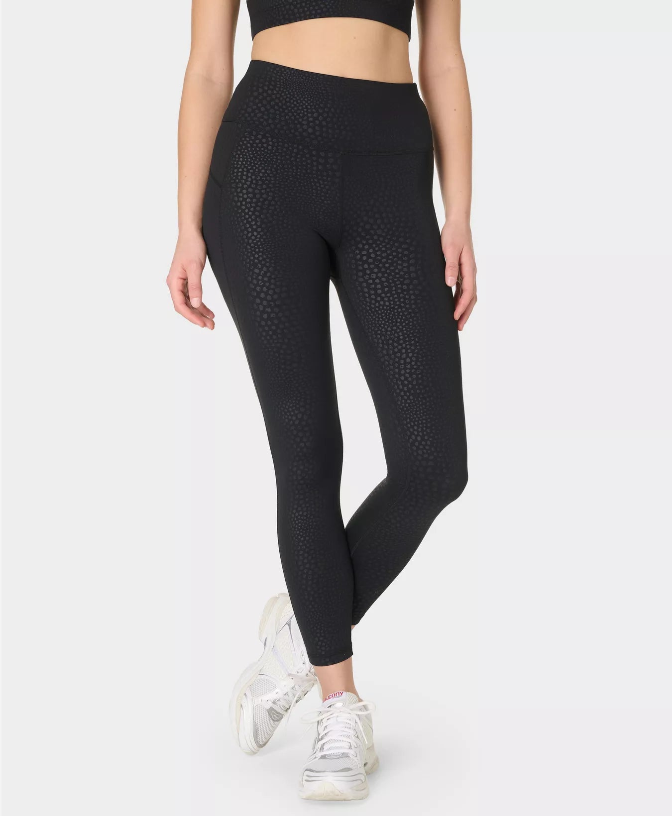 Womens Sweaty Betty All Day 7/8 Embossed Black  Leggings