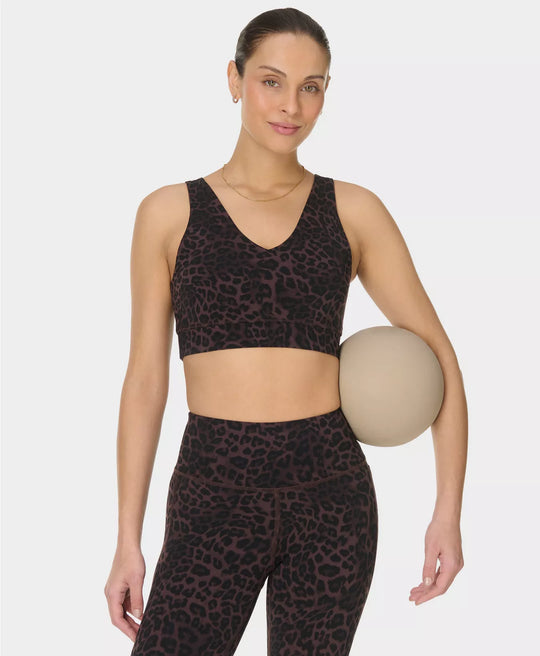 Womens Sweaty Betty Ultimate Studio Voop  Brown Sport Bra