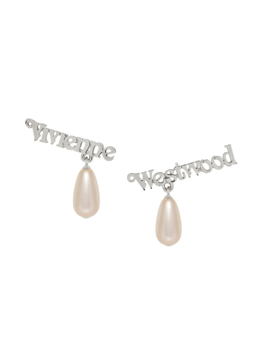 Vivienne Westwood Platinum Plated Amelia-Cream Pearl Earrings-6201037E-02P118-