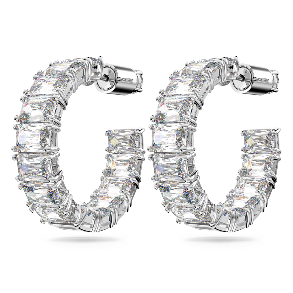 Swarovski Millenia Octagon Cut Hoop Earrings Rhodium Plated — view 3