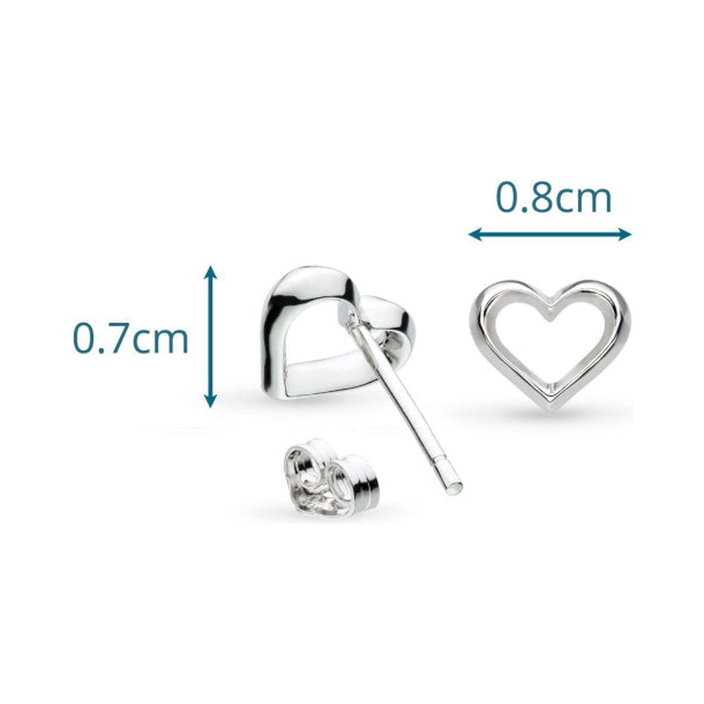 Kit Heath Love Silver Heart Fine Outline Stud Earrings 40530RP — view 4