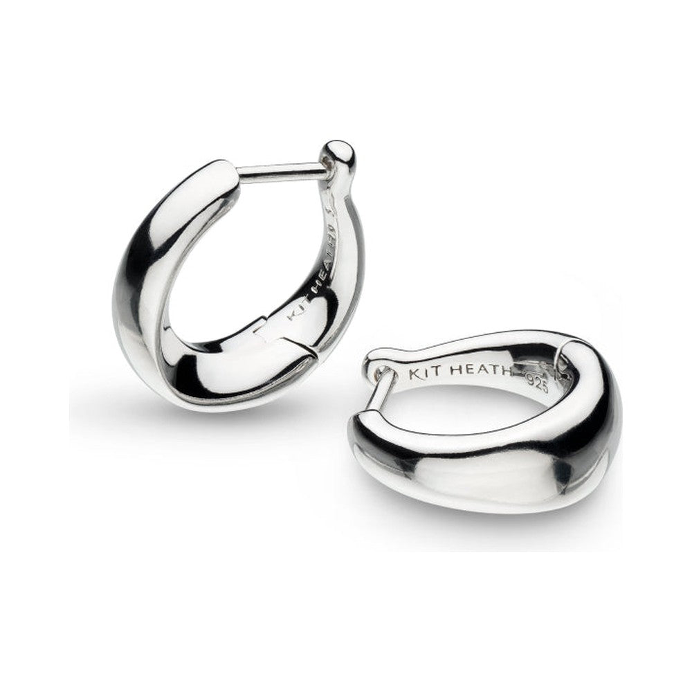 The Kit Heath Bevel Cirque hinged huggie hoops, a silver sterling hoop from Kit Heath, at OD’s Jewellers in St Helens