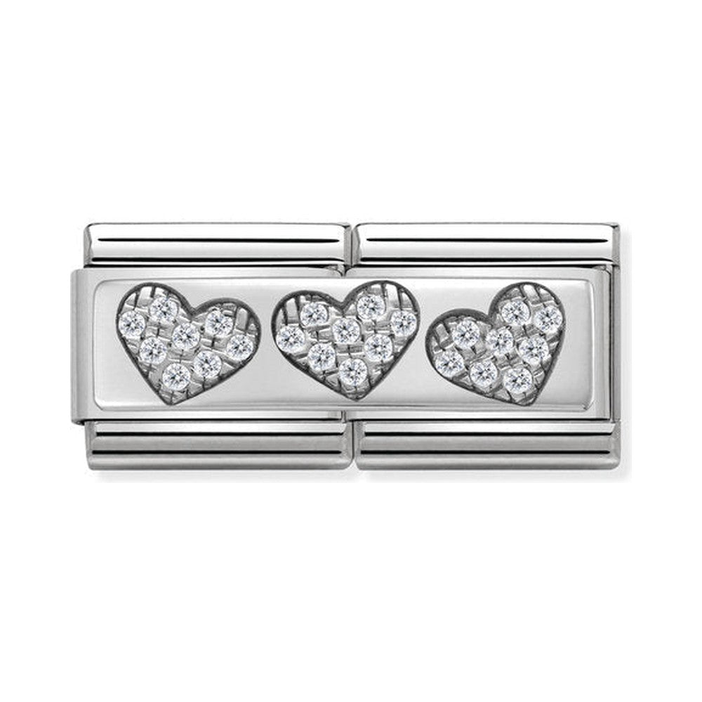 Nomination Double Link 3 Hearts, a silver metal Charms & Pendants from Nomination Italy, available at OD’s Jewellers in St Helens.