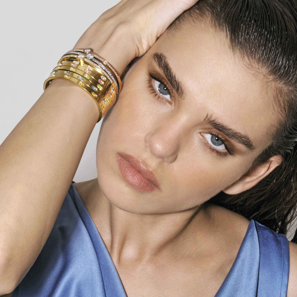 Nomination Pretty Bangles Gold Tone Central CZ With Pave` CZ