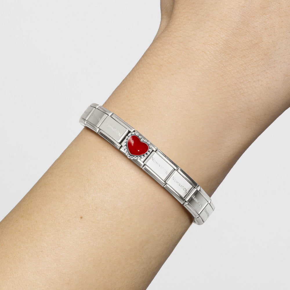 Nomination Composable Silver Red Enamel Raised Heart Charm 330204/39
