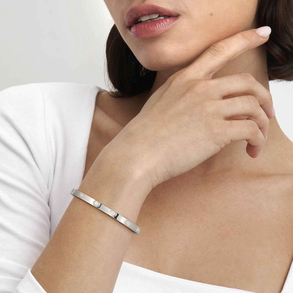 Nomination Pretty Bangles Gold Tone CZ Pave Hearts