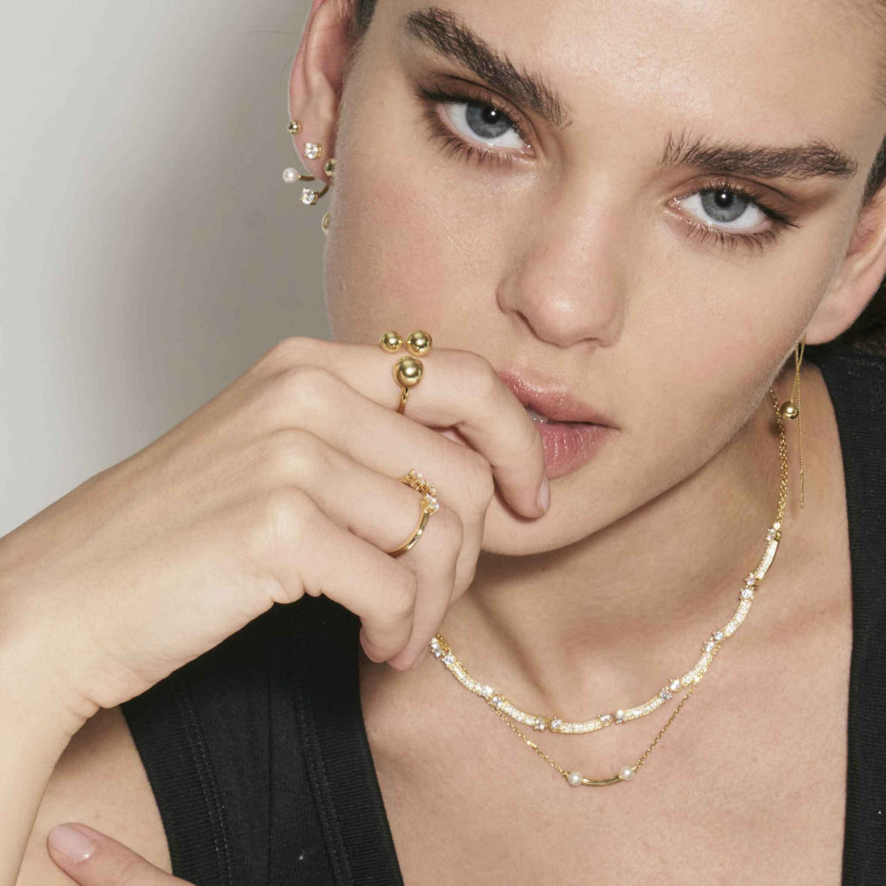 Nomination Fashion Era CZ Earring Jackets 925 Silver Gold Plated