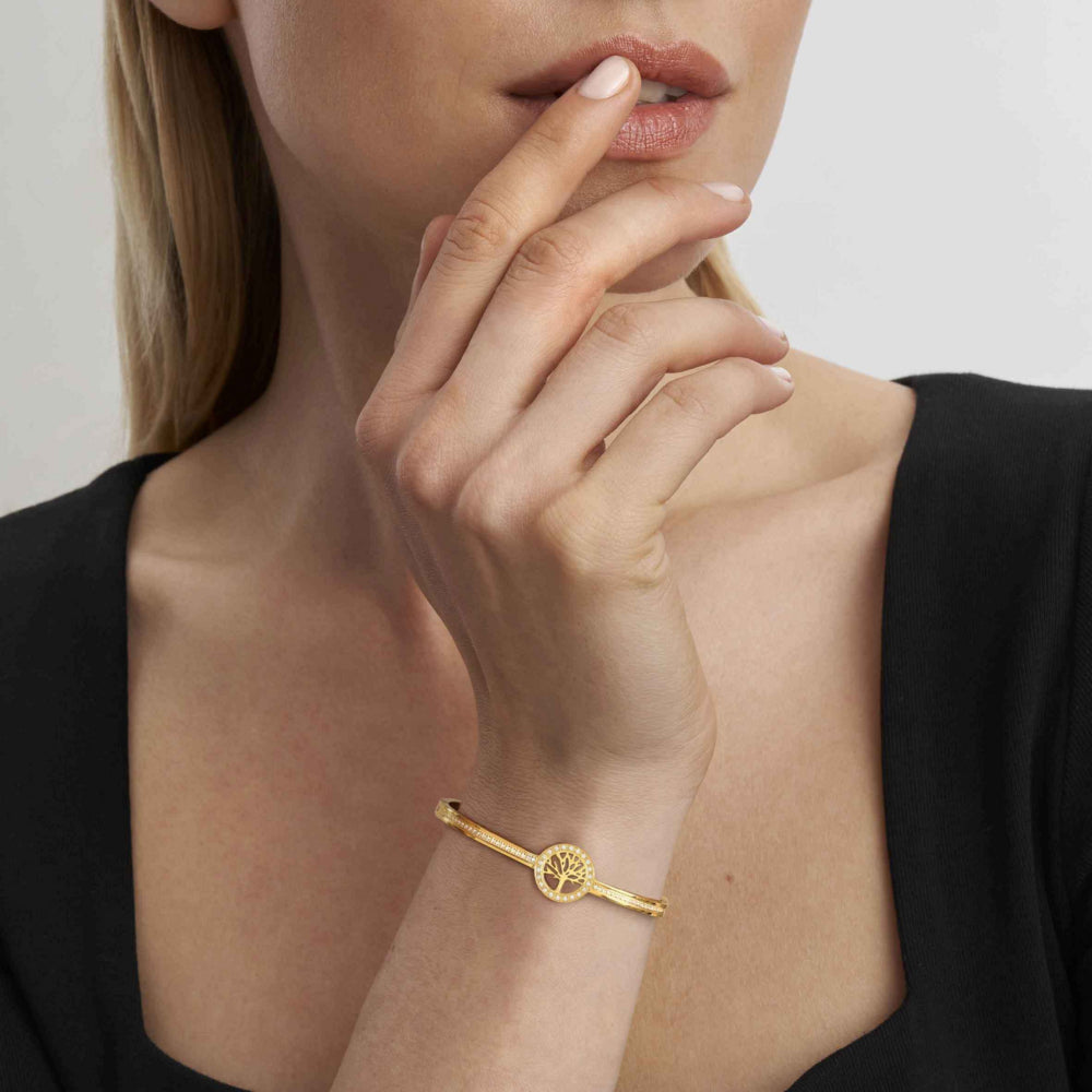 Nomination Pretty Bangles Gold Tone CZ Tree Of Life