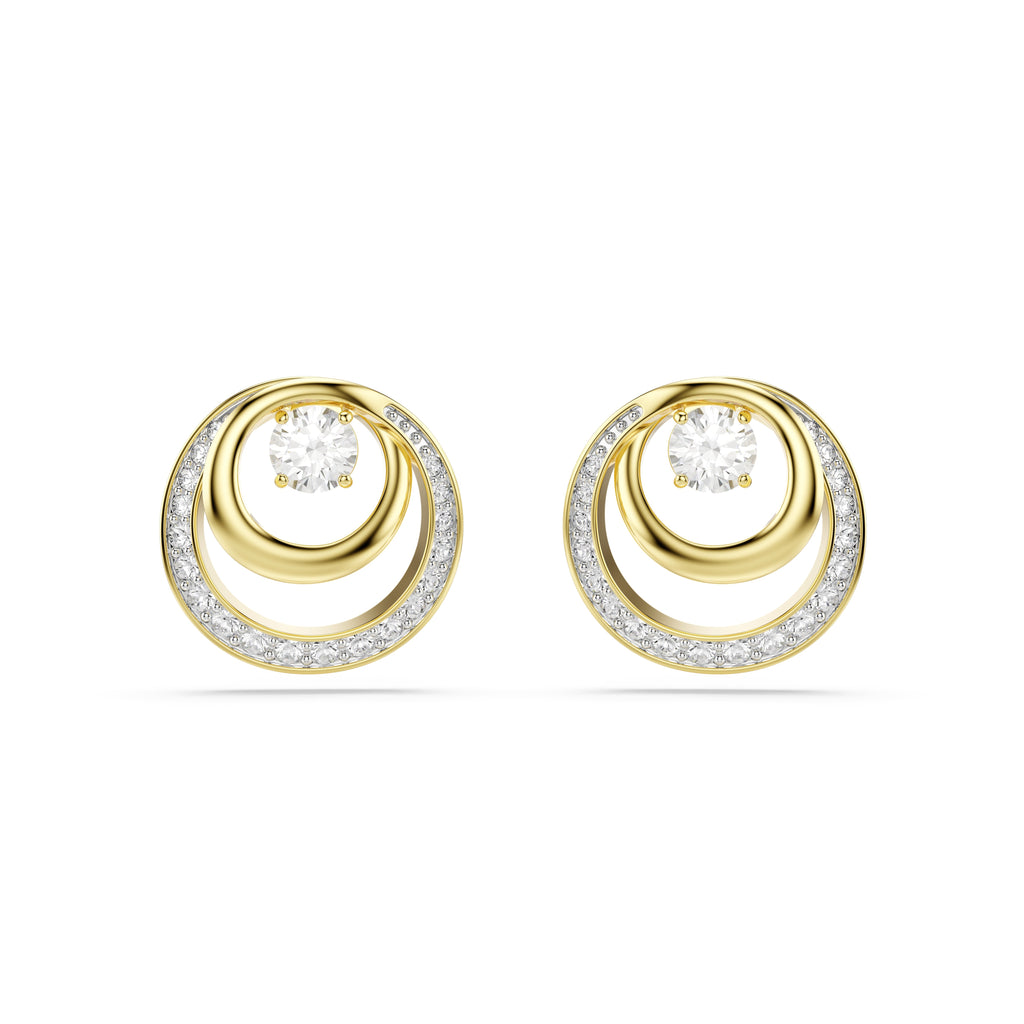 Swarovski Hyperbola Circles Stud Earrings With Dancing Stone