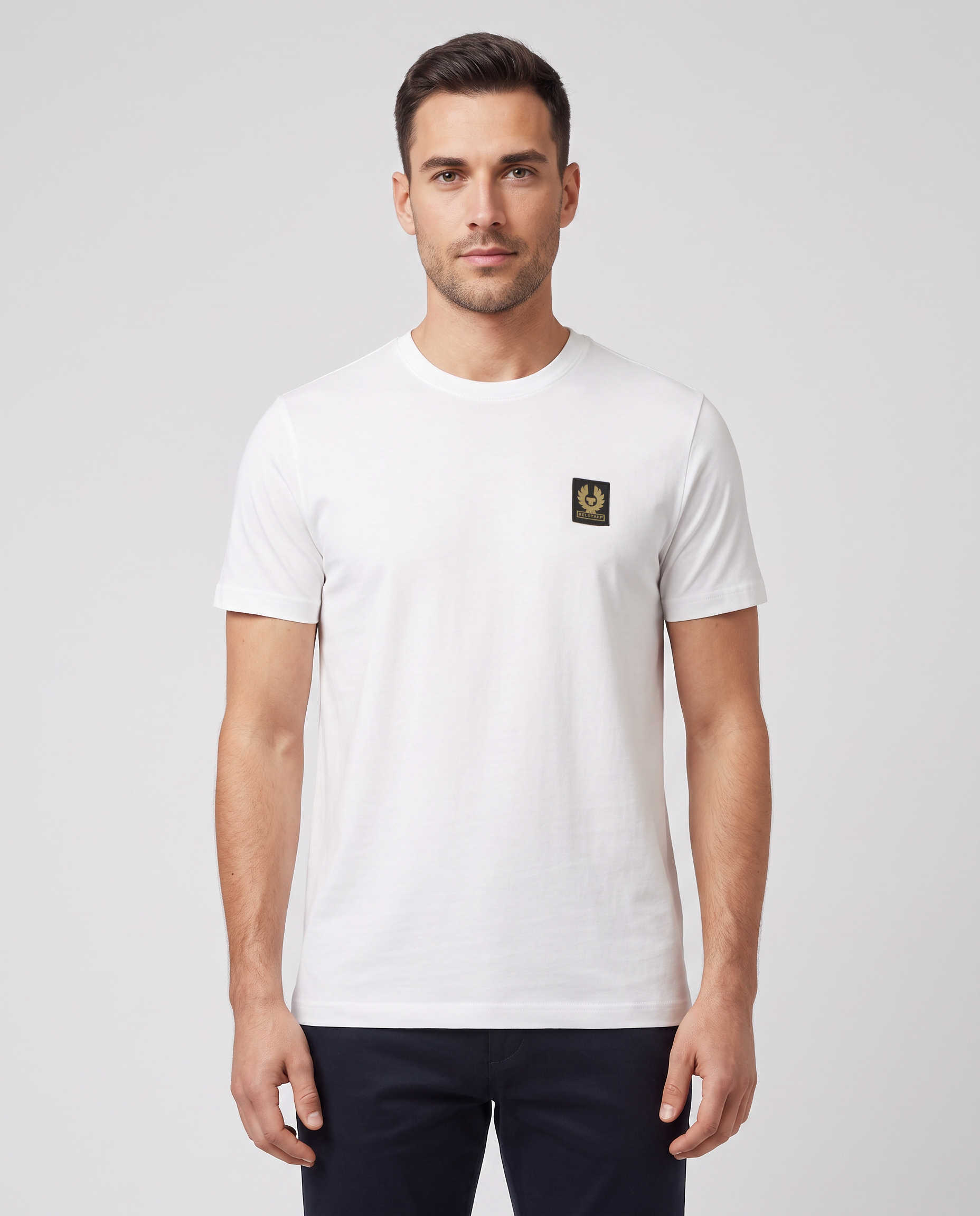 Men's Belstaff White Belstaff T Shirt — on model