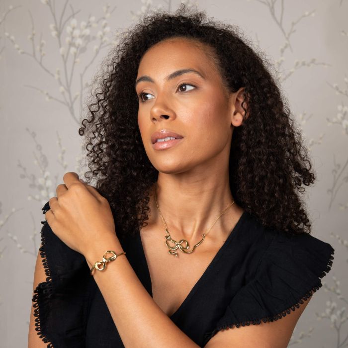 Laura Ashley Statement Ribbon Bow Necklace Gold Plated by Laura Ashley