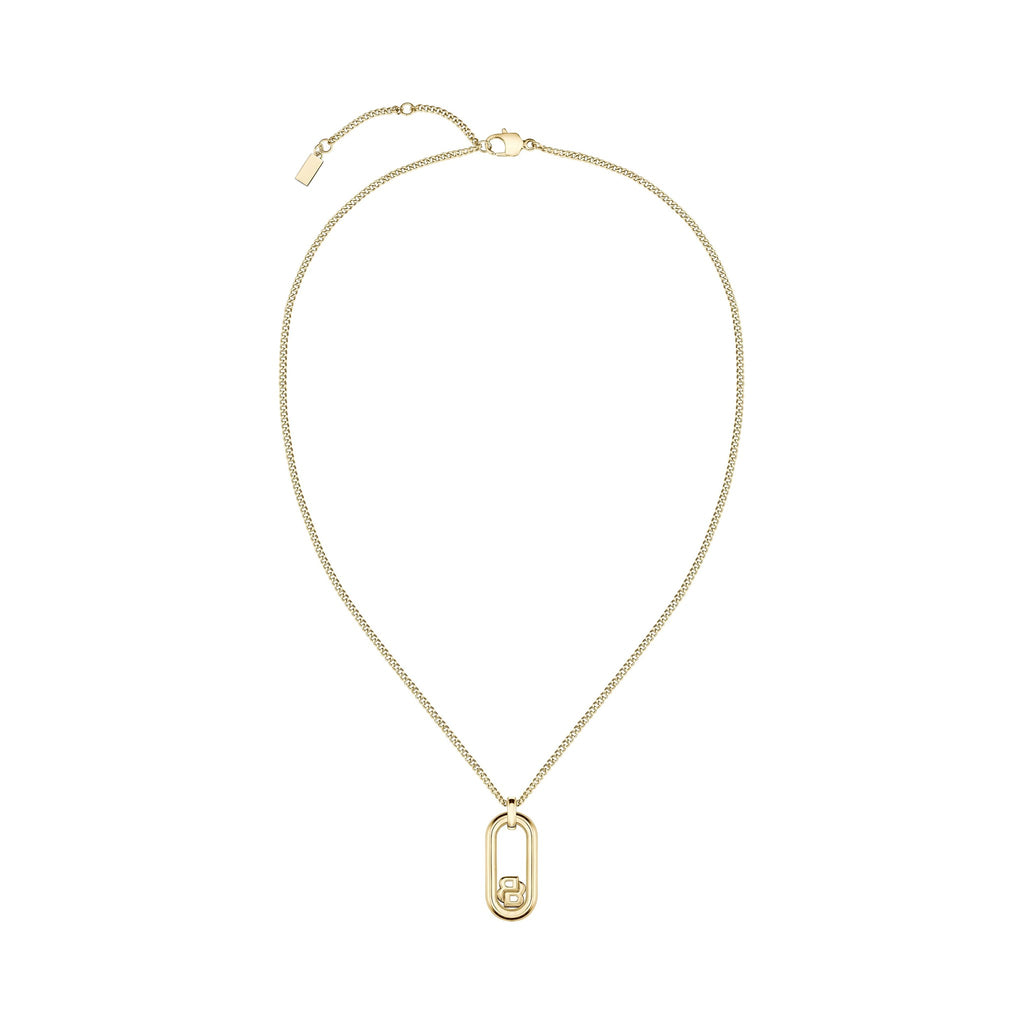 Gold plated BOSS necklace featuring the Double B pendant; ideal jewelry for everyday wear.