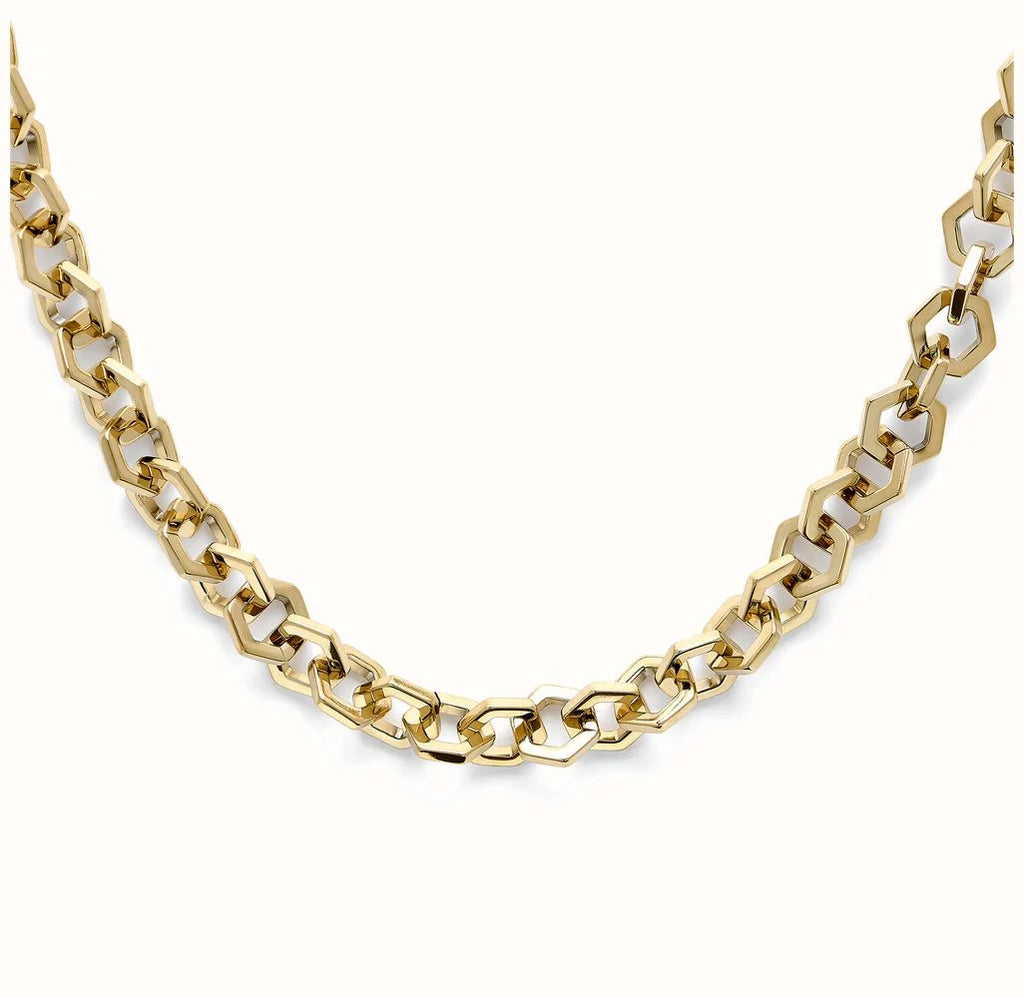 Olivia Burton Honeycomb Link Necklace Stainless Steel Gold Plated by Olivia Burton
