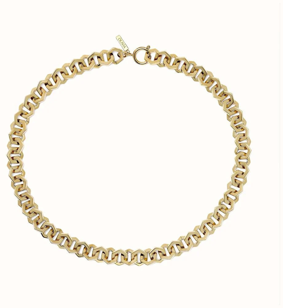Olivia Burton Honeycomb Link Necklace Stainless Steel Gold Plated by Olivia Burton