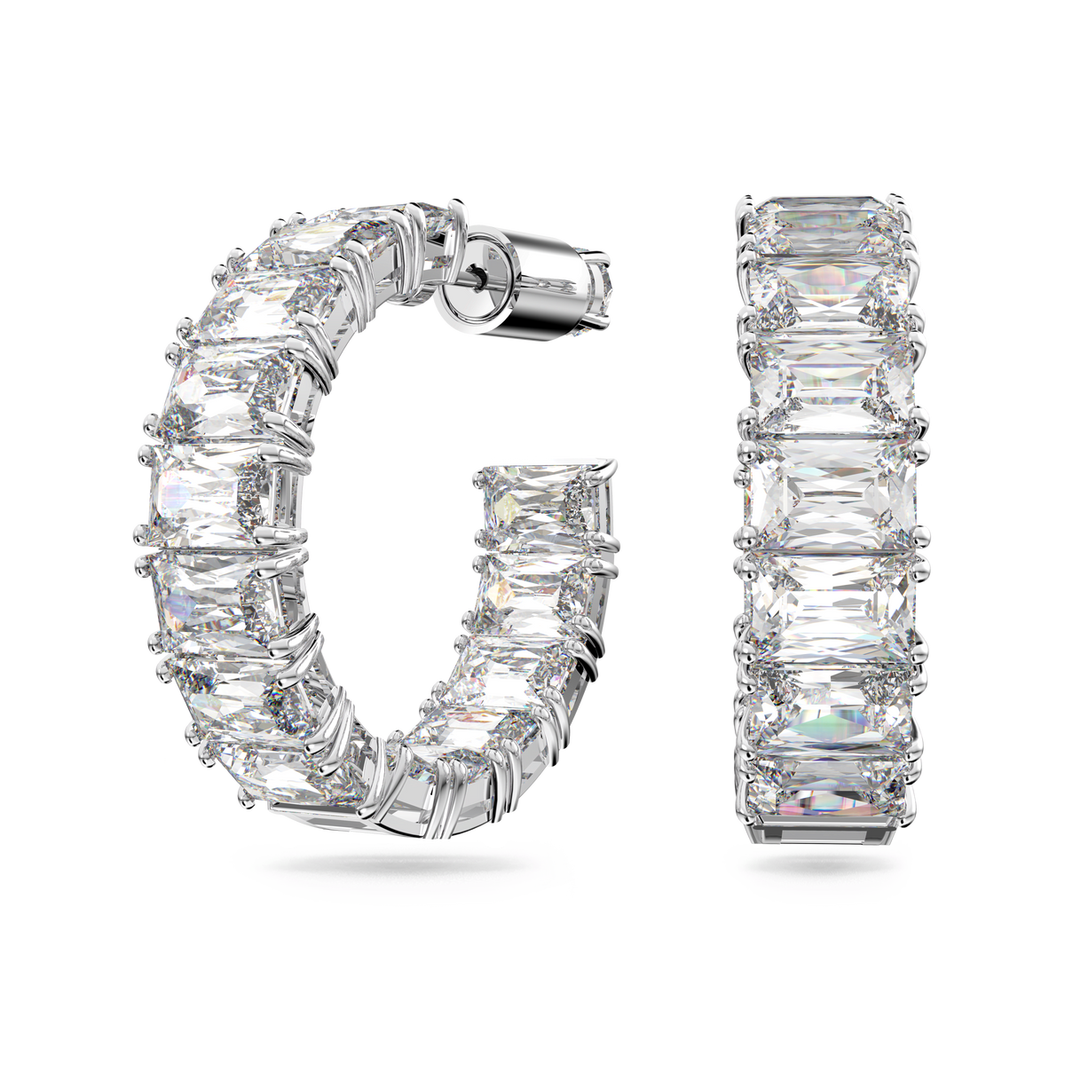 Swarovski Millenia Octagon Cut Hoop Earrings Rhodium Plated