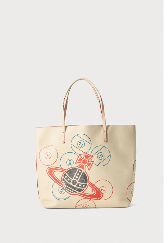 Womens Vivienne Westwood Studio Shopper Small Ecru/Orb Print Handbag