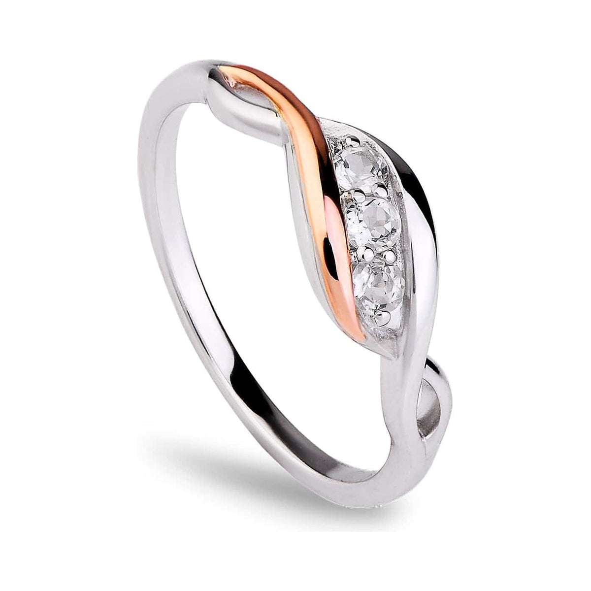 Clogau Past Present Future Ring With White Topaz In Sterling Silver