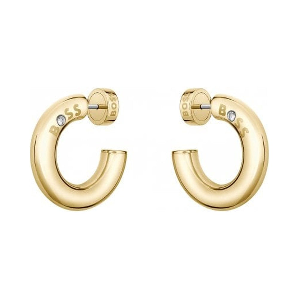 BOSS Live Hoop Earrings in Gold Plated Stainless Steel by BOSS