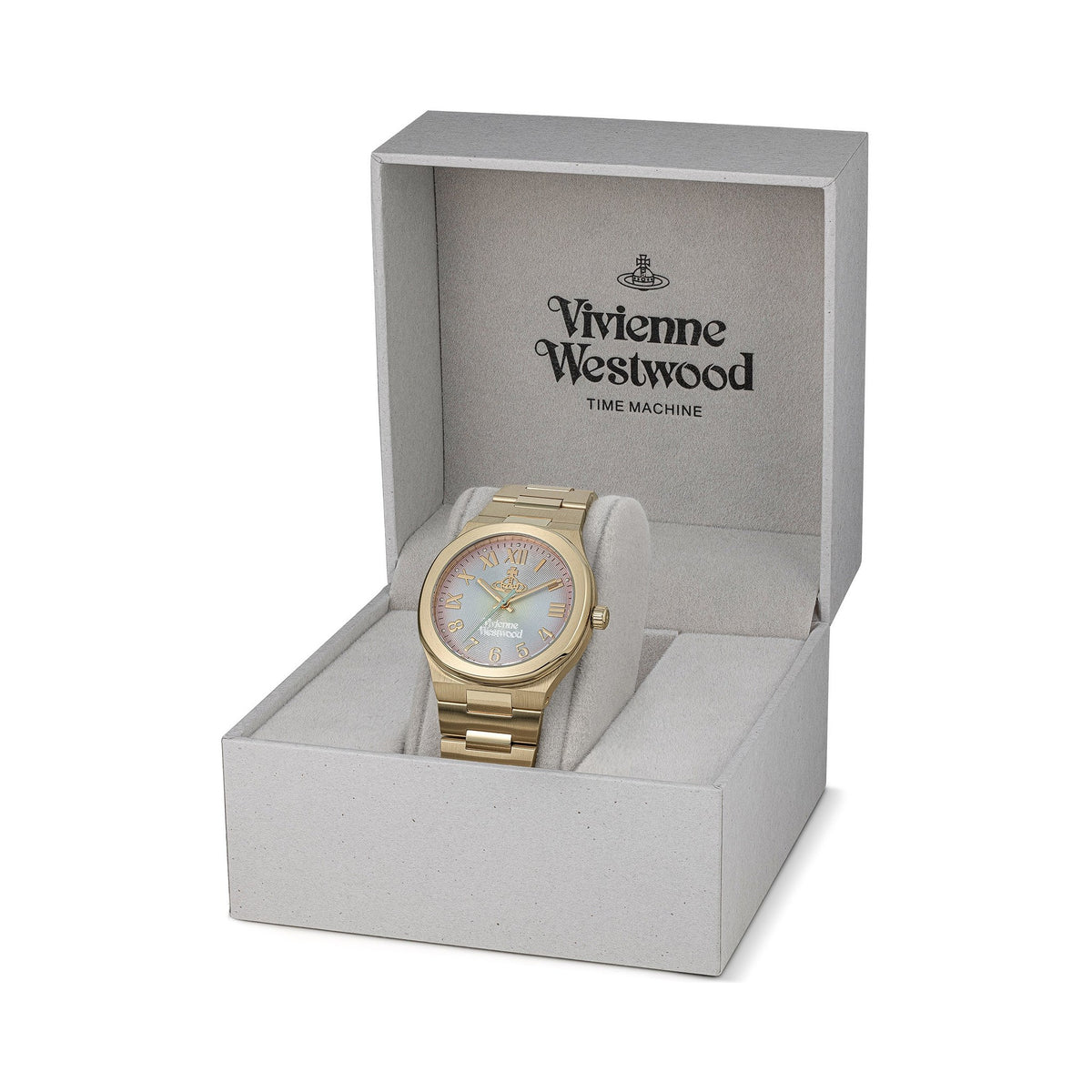 Vivienne Westwood Ladies Merton Pink, Silver Green Ombre Dial Gold Plated Bracelet Watch by Vivienne Westwood