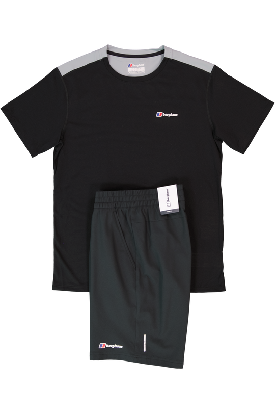 Men's Berghaus Black Terrain Trek Tech T Shirt & Short Set