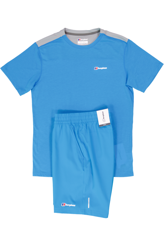 Men's Berghaus Blue Grey Terrain Trek Tech T Shirt & Short Set