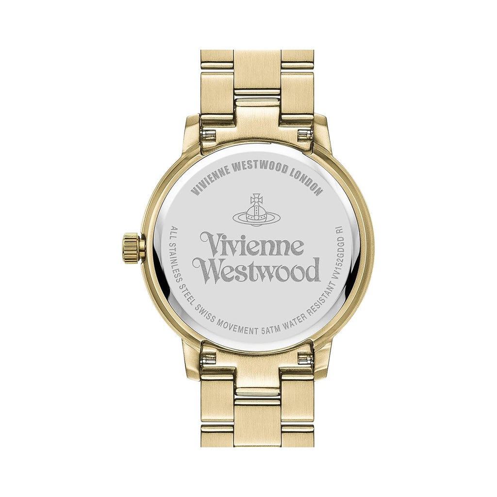 Vivienne Westwood Ladies Bloomsbury Bracelet Watch Gold Plated, a gold plated watch from Vivienne Westwood, available at OD’s Jewellers in St Helens.
