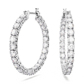 Swarovski Matrix Round Cut Crystal Hoop Earrings Rhodium Plated