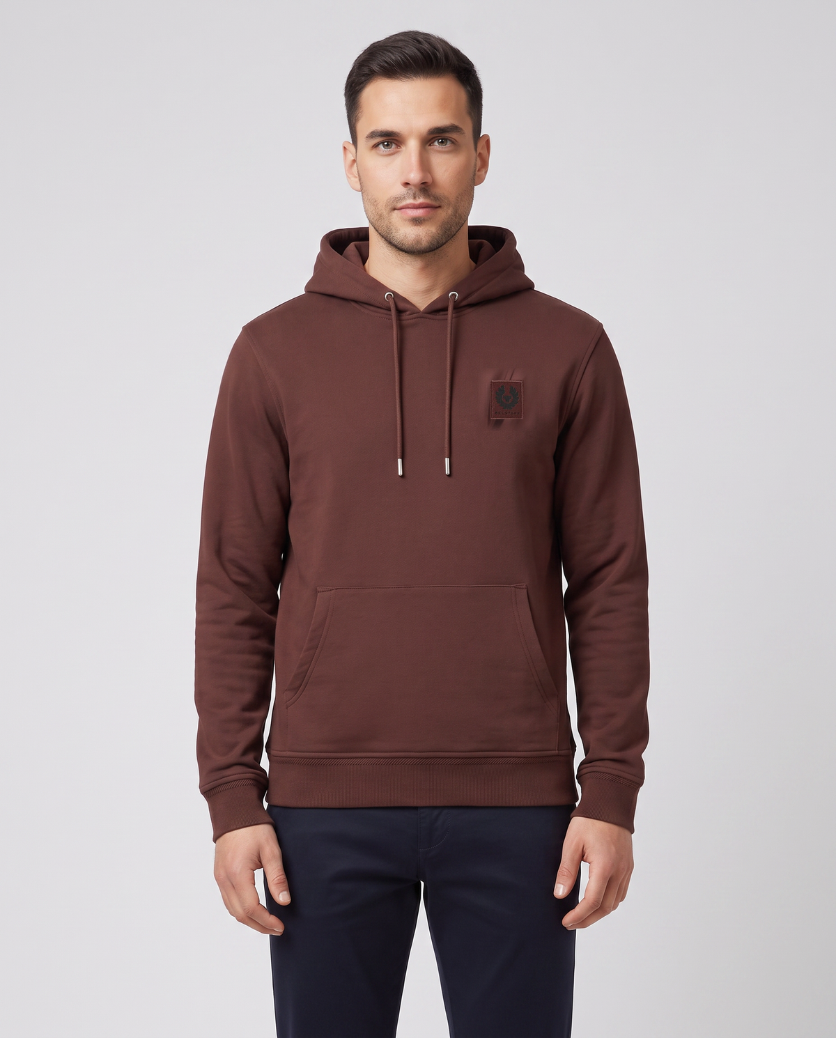 Mens Belstaff Belstaff Hoodie Oxblood Hoodie — on model