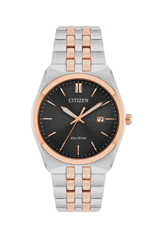 Citizen Mens Eco-Drive Black Dial Date Bracelet Watch