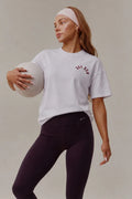 Womens Red Run Dark Cherry Active White Cotton T-Shirt