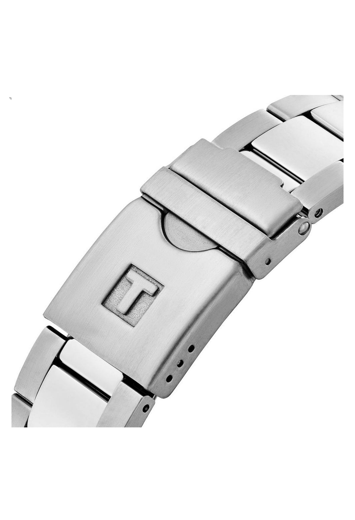 Close-up of the Tissot Seastar 1000 watch bracelet and clasp, showcasing the diver style and secure design.