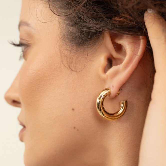 BOSS Live Hoop Earrings in Gold Plated Stainless Steel by BOSS