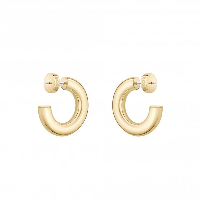 BOSS Live Hoop Earrings in Gold Plated Stainless Steel by BOSS
