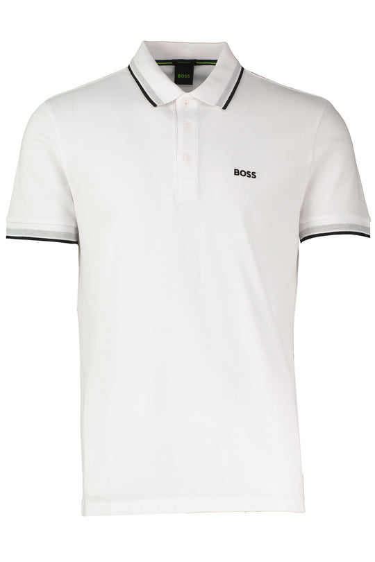 Mens BOSS Green Paddy White Polo Shirt