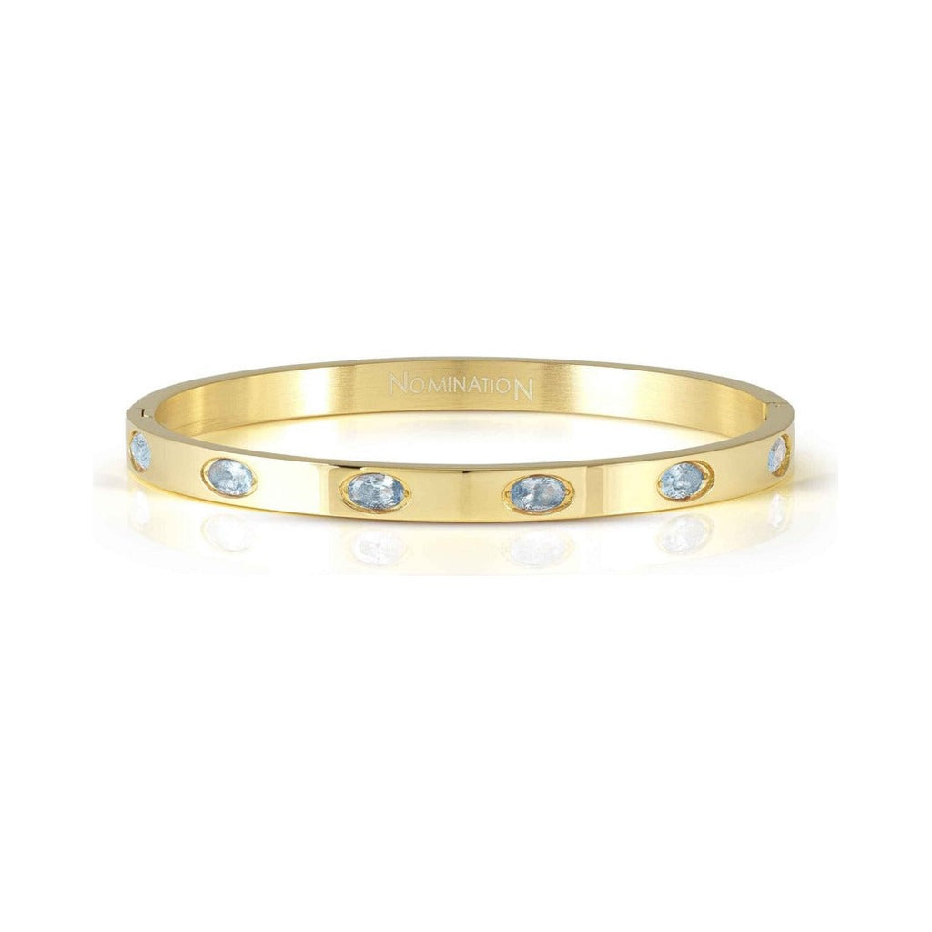 Nomination Pretty Bangles Gold Tone Light Blue Oval CZ