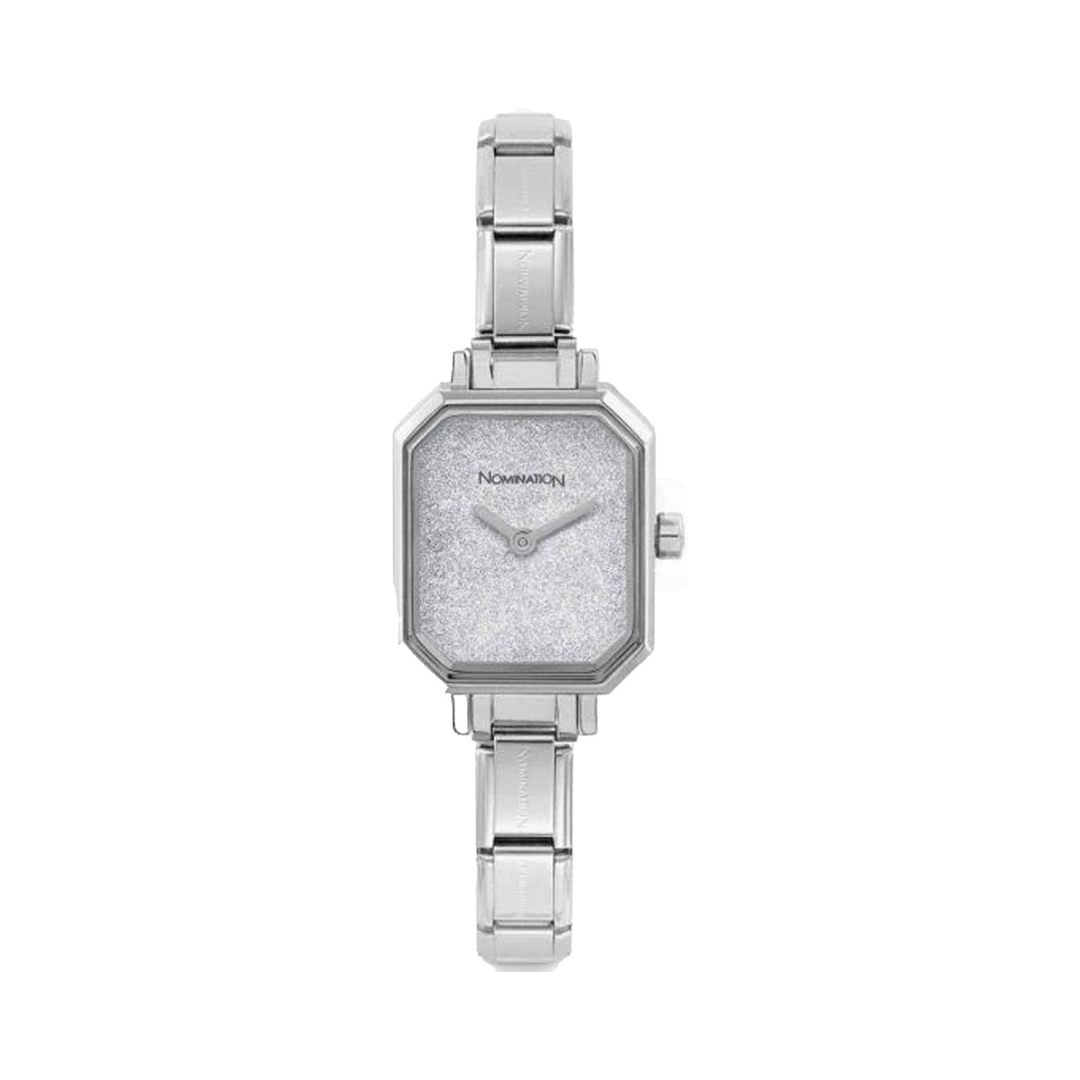 The Nomination Ladies Paris Rectangular Watch, a silver metal watch from Nomination Italy, available at OD’s Jewellers in St Helens.