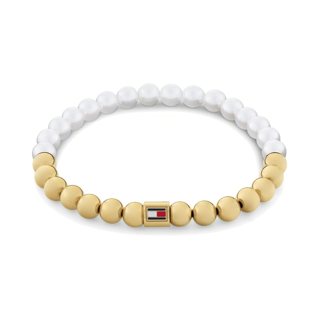Tommy Hilfiger Ladies Semi-Precious Beads, Pearl and Gold Tone Bead Bracelet by Tommy Hilfiger