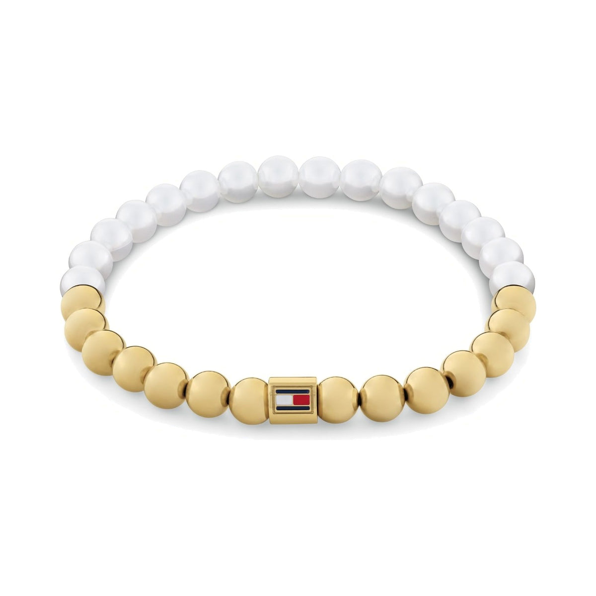 Tommy Hilfiger Ladies Semi-Precious Beads, Pearl and Gold Tone Bead Bracelet by Tommy Hilfiger