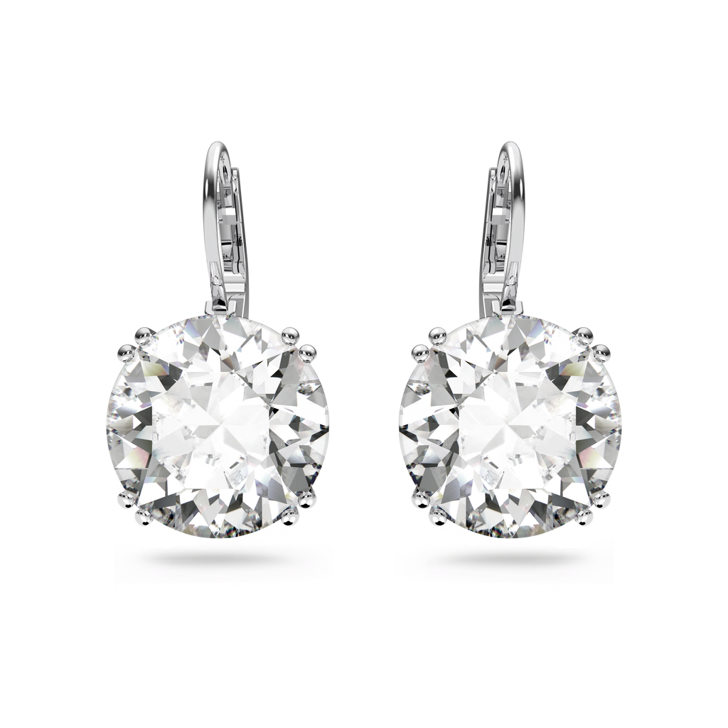 Swarovski Millenia Round Cut Crystal Drop Earrings Rhodium Plated — view 2