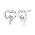 Clogau Paw Prints Heart Stud Earrings Sterling Silver by Clogau