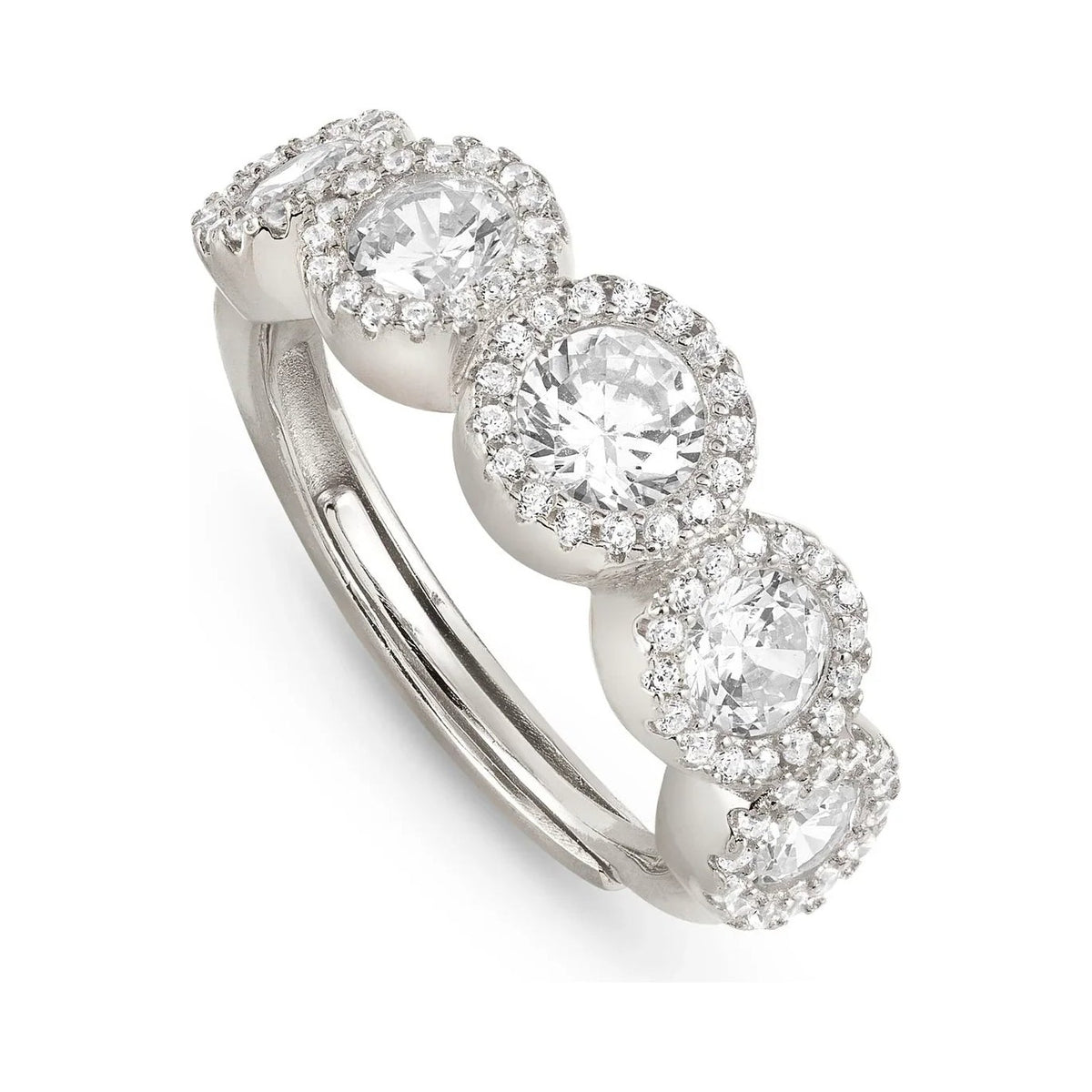 Nomination Seidivina Cubic Zirconia 5 Halo Adjustable Ring Silver by Nomination Italy