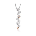 Clogau Celebration Drop pendant featuring white topaz stones, sterling silver & rose gold details. Elegant jewelry design.