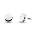 Silver Coast Pebbles stud earrings by Kit Heath, showcasing a modern, polished teardrop design and elegant simplicity.