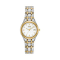 Citizen Ladies Eco-Drive Silhouette White Date Dial Bracelet Watch, two-tone stainless steel bracelet from Citizen, OD’s Jewellers in St Helens