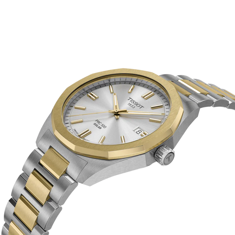 Tissot Mens PRC100 Solar Quartz Two-Tone Bracelet Watch T1514222203100 — view 5