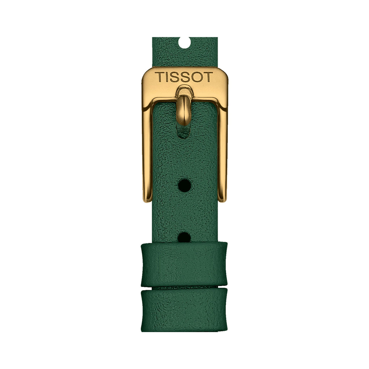 The Ladies Lovely Round Green Strap Watch, a green gold-plated watch from Tissot, available at OD’s Jewellers in St Helens.