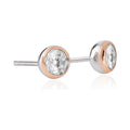 Clogau stud earrings featuring white topaz stones, sterling silver & rose gold accents. Jewelry for women.