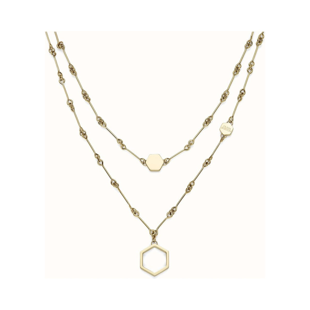 The Olivia Burton Honeycomb Double Layered Necklace, gold plated stainless steel necklace from Olivia Burton, at OD’s Jewellers in St Helens