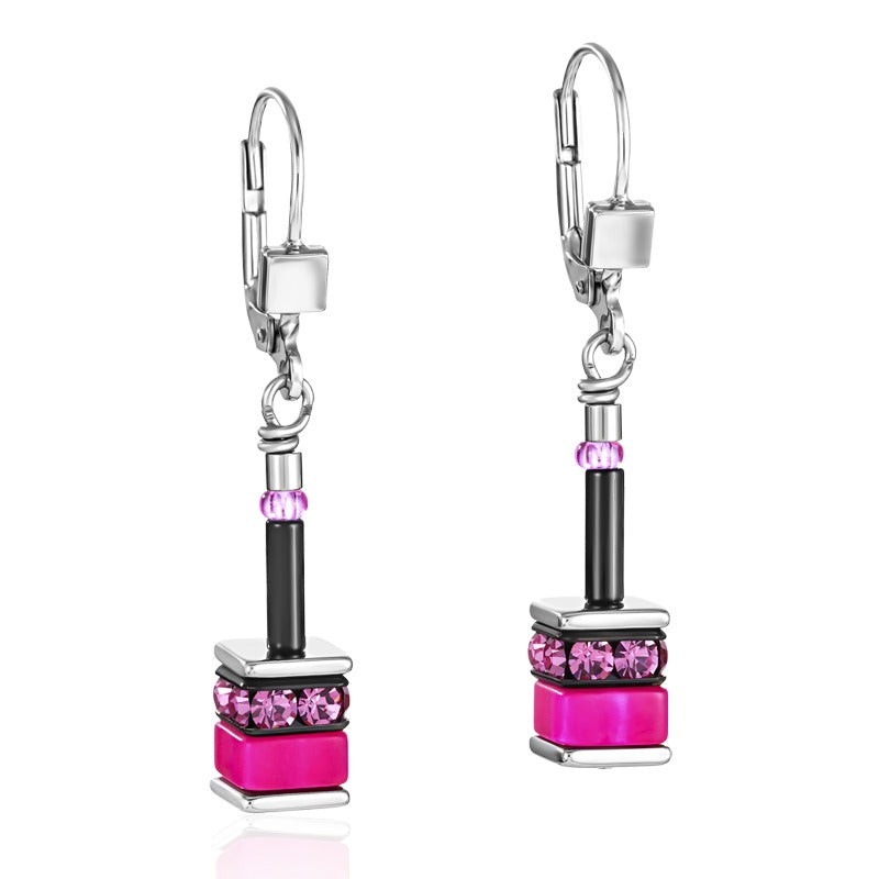 Coeur De Lion Steel GeoCUBE® Multicolour Pink Earrings 4409/20-1500